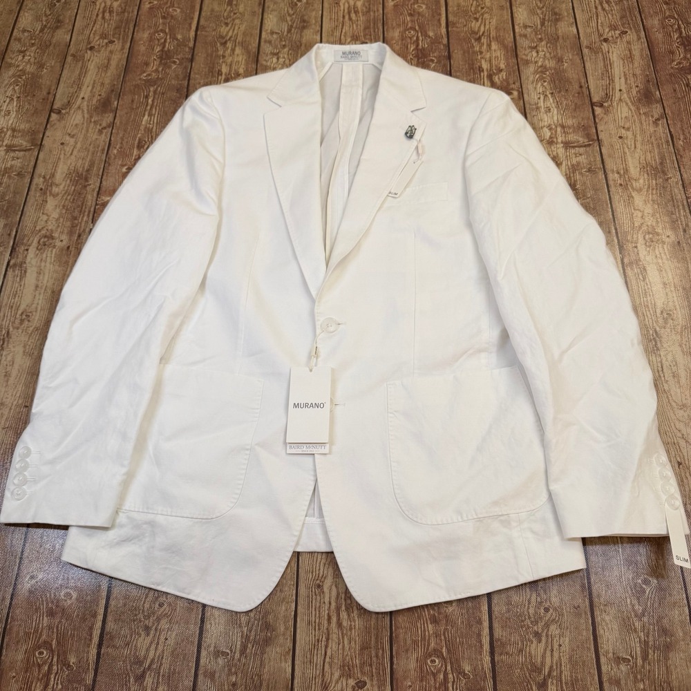 Murano Baird McNutt Sport Coat Mens Medium White Slim Fit Linen Blazer NWT